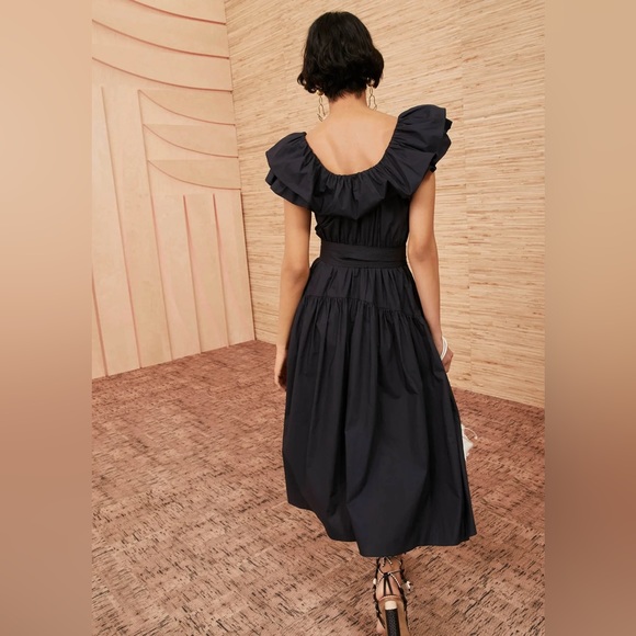 Ulla Johnson Amira Poplin Ruffle Black‎ Midi Dress- NWT - Picture 4 of 12